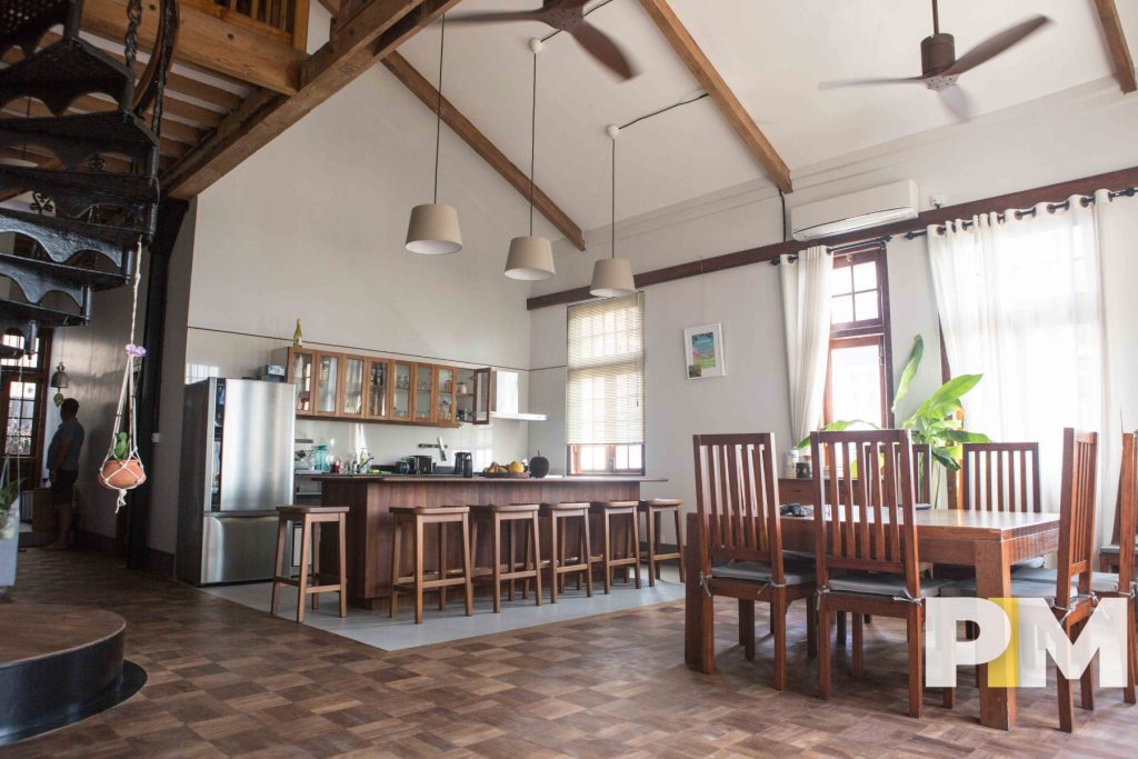 Yangon property for rent in downtown dining table in kitchen